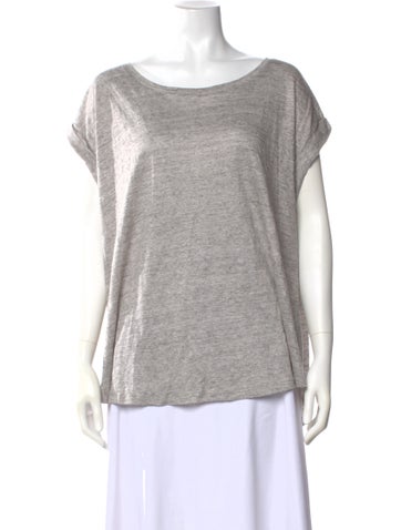 Pre-owned Hatch Linen Crew Neck T-shirt In Gray