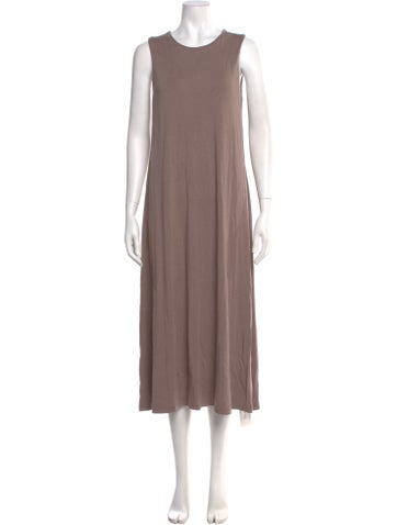 Pre-owned Hatch Crew Neck Midi Length Dress In Neutral