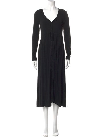 Pre-owned Hatch V-neck Midi Length Dress In Black