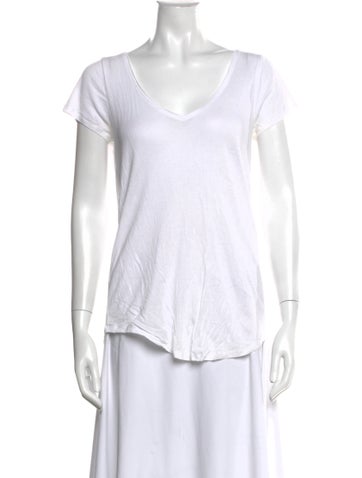 Pre-owned Hatch V-neck Short Sleeve T-shirt In White