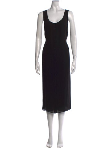 Pre-owned Hatch Scoop Neck Midi Length Dress W/ Tags In Black