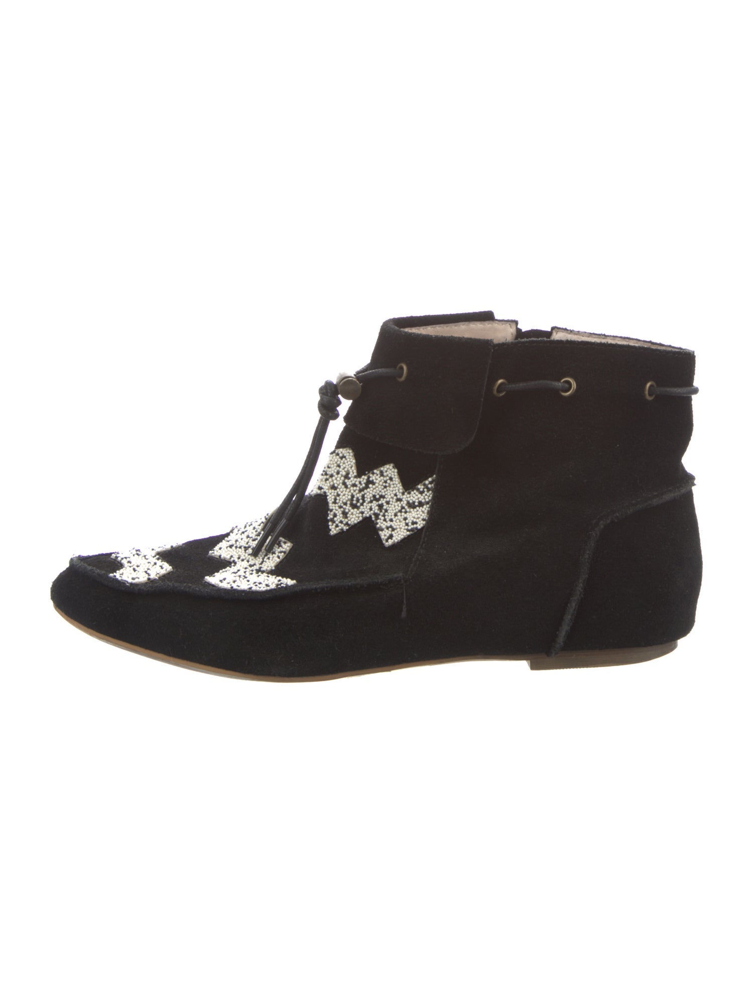 House of Harlow 1960 Suede Graphic Print Lace-Up Boots