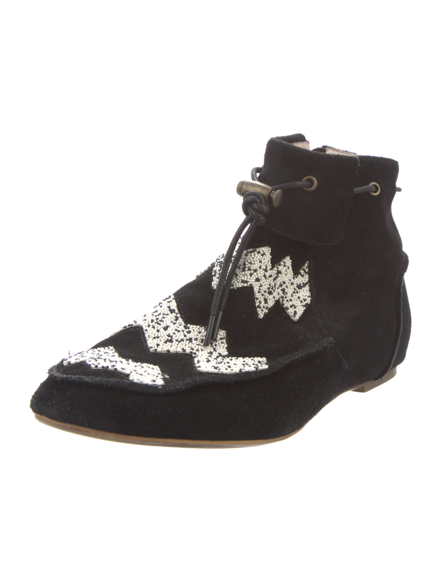 House of Harlow 1960 Suede Graphic Print Lace-Up Boots