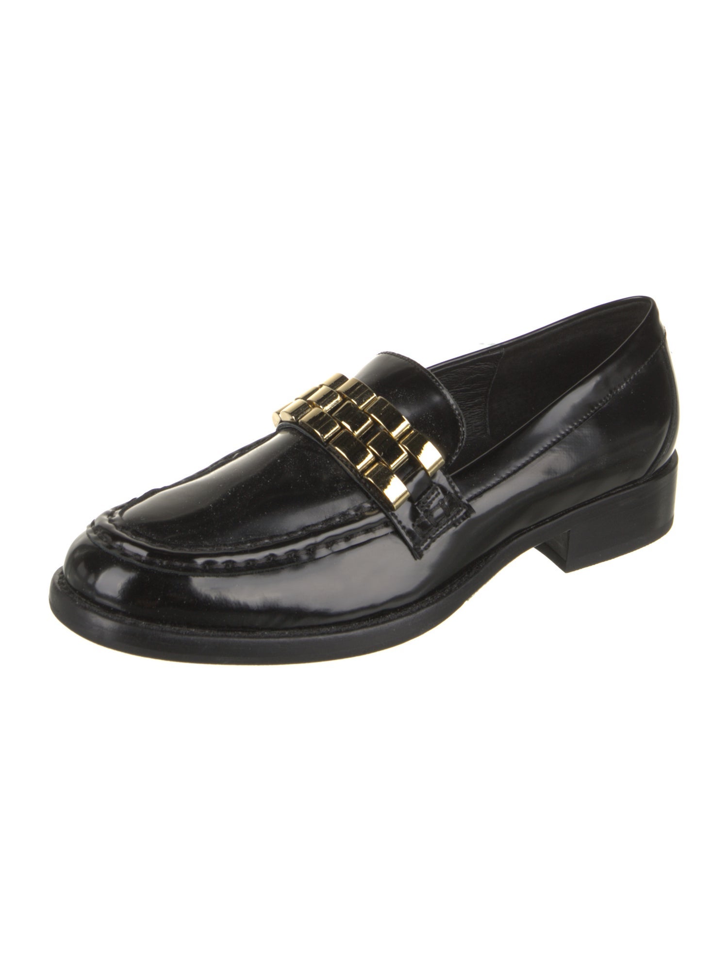 House of Harlow 1960 Patent Leather Chain-Link Accents Loafers