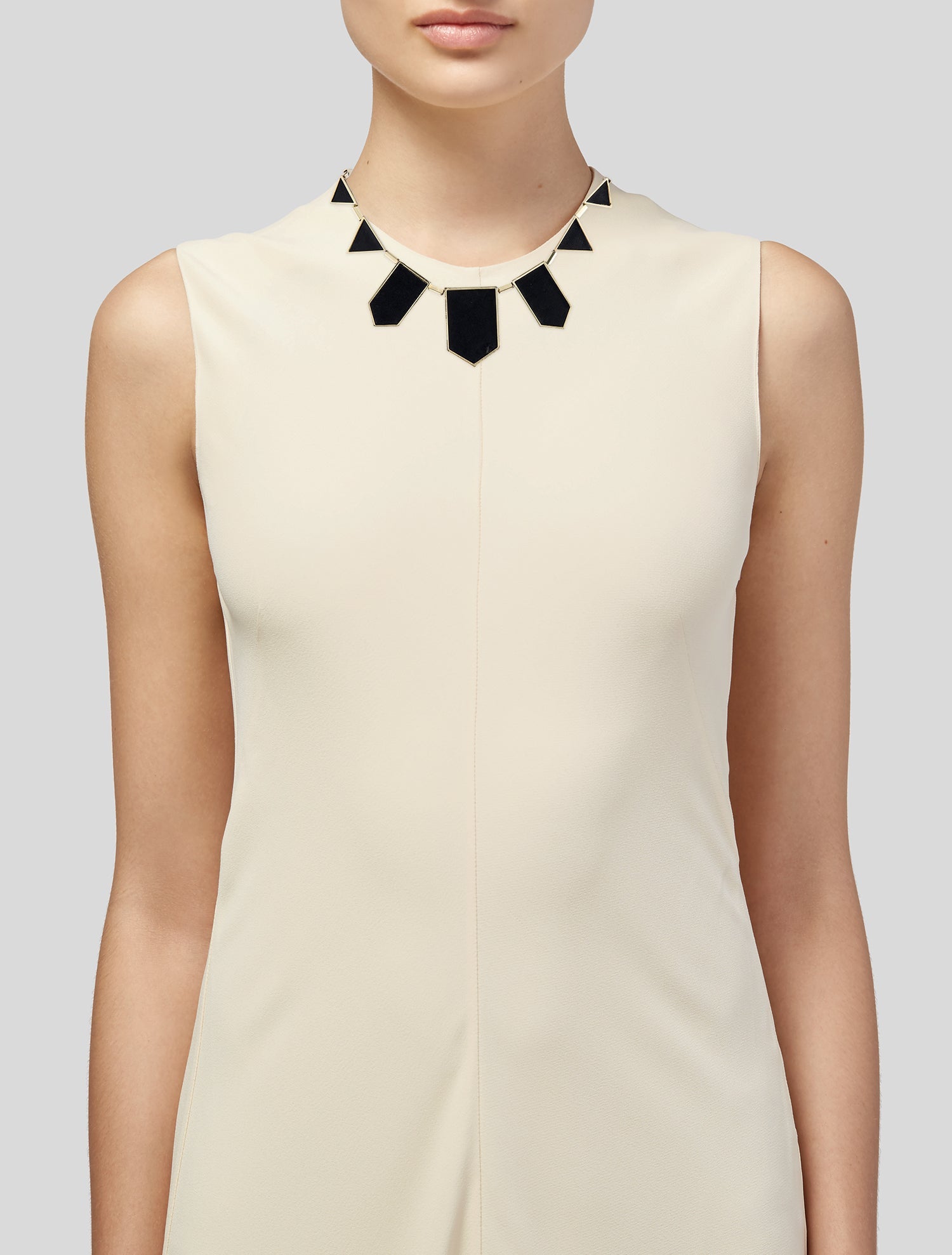 House of Harlow 1960 Leather Inlay Station Necklace