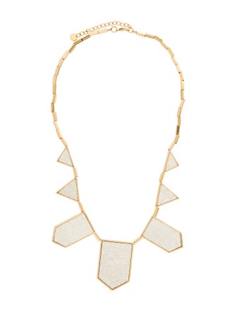 House of Harlow 1960 Leather Inlay Station Necklace