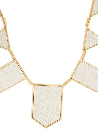 House of Harlow 1960 Leather Inlay Station Necklace