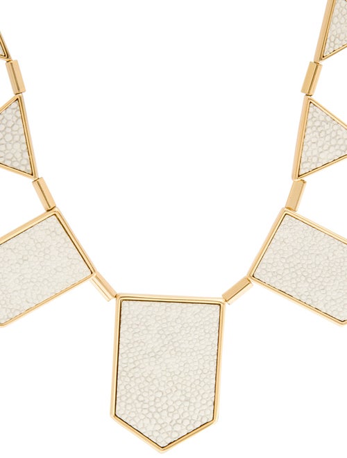 House of Harlow 1960 Leather Inlay Station Necklace