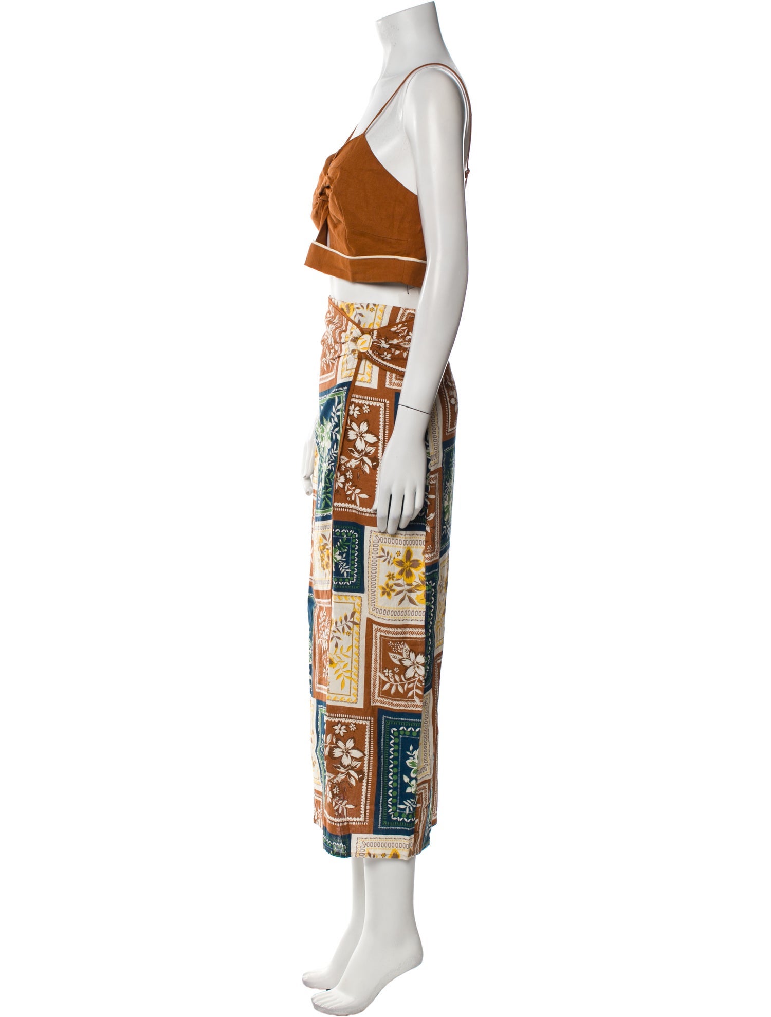 House of Harlow 1960 Linen Floral Print Skirt Set