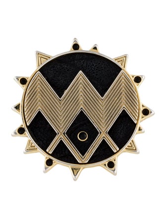 House of Harlow 1960 Leather & Crystal Sunbright Cocktail Ring