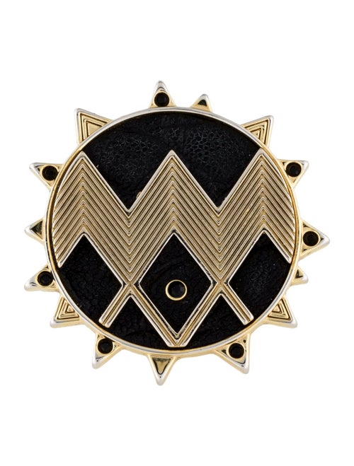 House of Harlow 1960 Leather & Crystal Sunbright Cocktail Ring