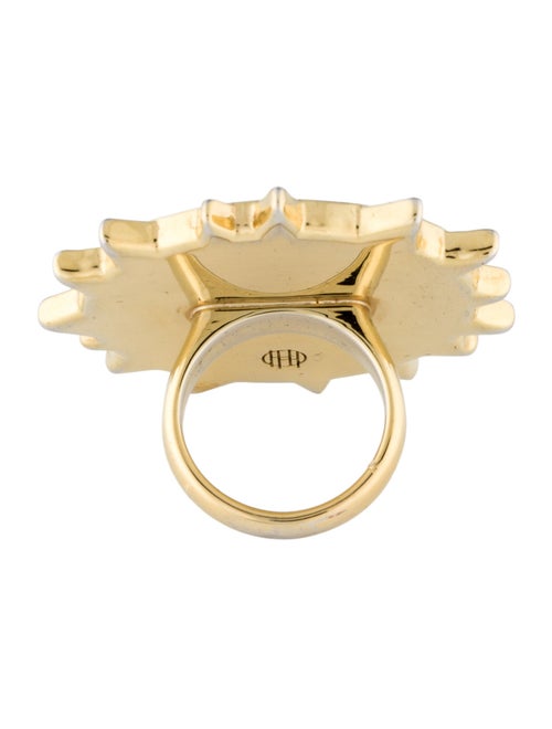 House of Harlow 1960 Leather & Crystal Sunbright Cocktail Ring