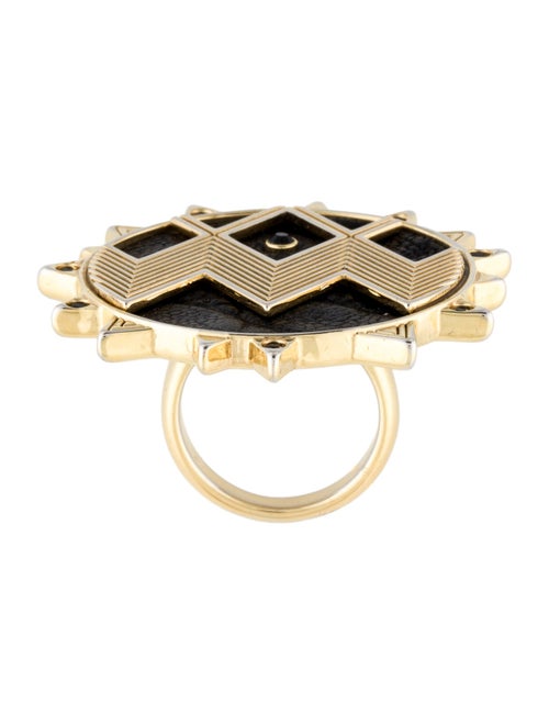 House of Harlow 1960 Leather & Crystal Sunbright Cocktail Ring