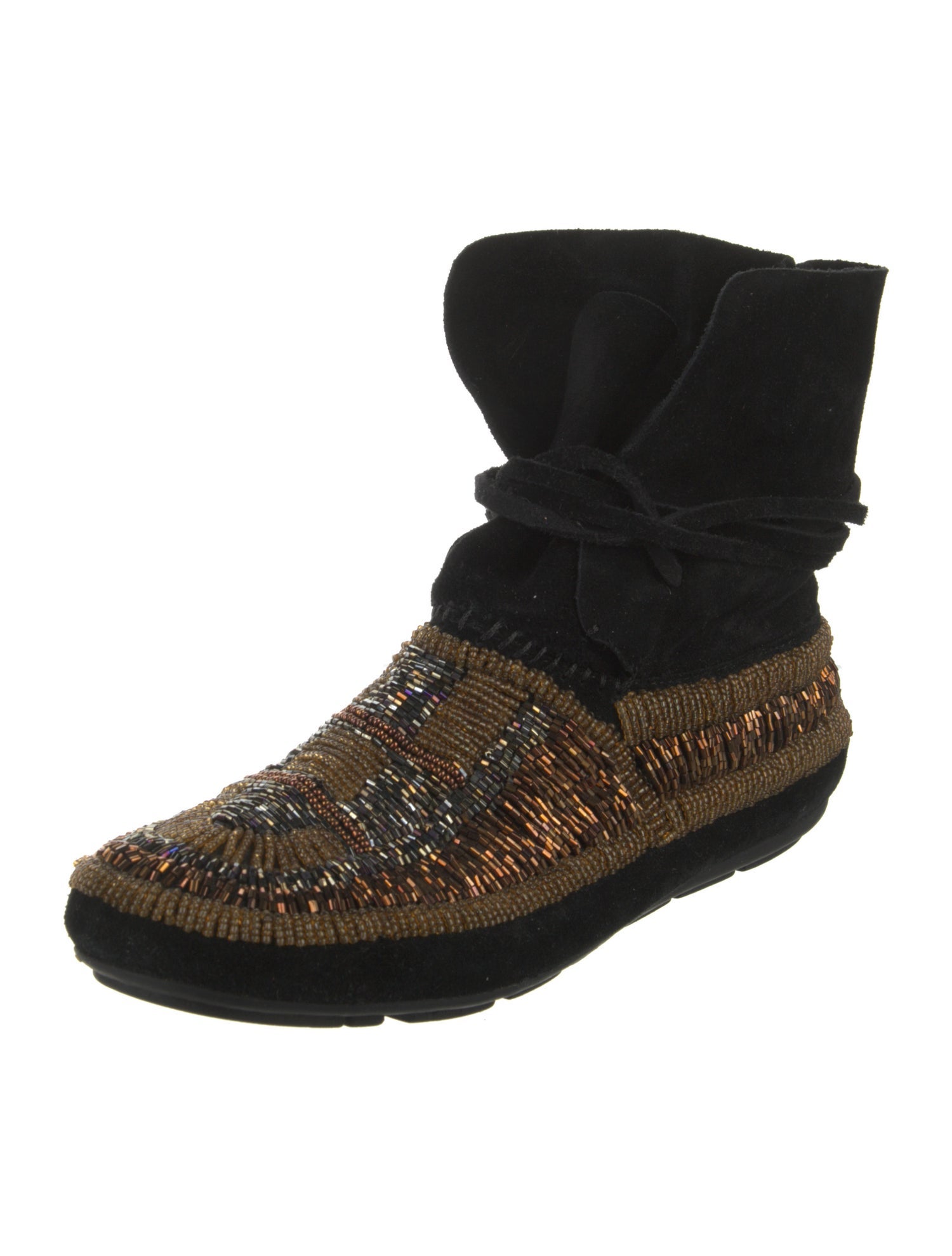 House of Harlow 1960 Suede Beaded Accents Combat Boots