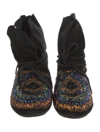 House of Harlow 1960 Suede Printed Lace-Up Boots