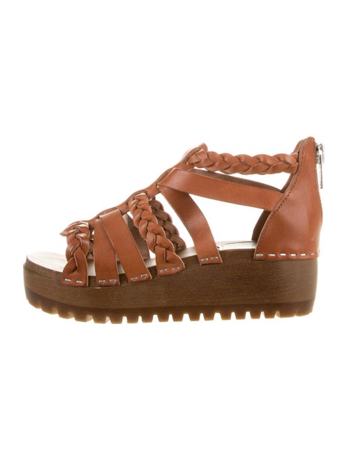 Swedish Hasbeens Woven Wedge Sandals Brown