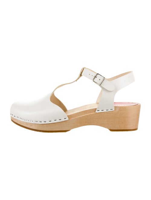 Swedish Hasbeens Leather T-Strap Pumps White