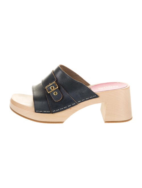 Swedish Hasbeens Leather Slides Blue