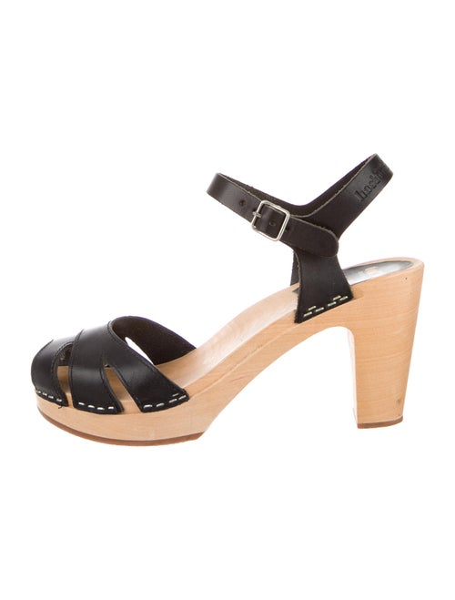 Swedish Hasbeens Leather Sandals Black