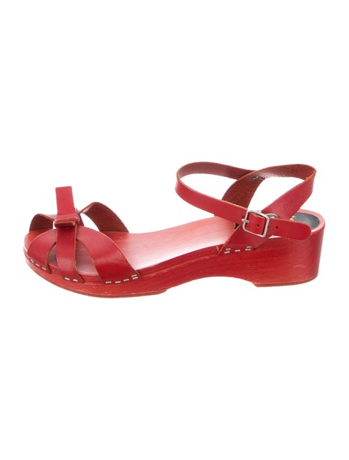 Swedish Hasbeens Leather Sandals Red
