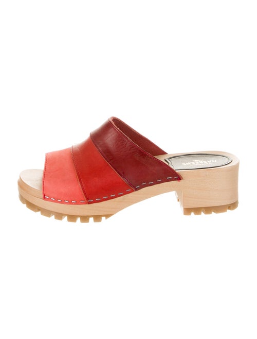 Swedish Hasbeens Leather Colorblock Pattern Slides