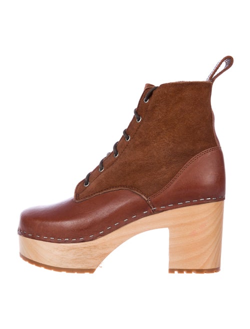 Swedish Hasbeens Web Accent Leather Lace-Up Boots