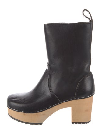 Swedish Hasbeens Leather Whipstitch Trim Rain Boots