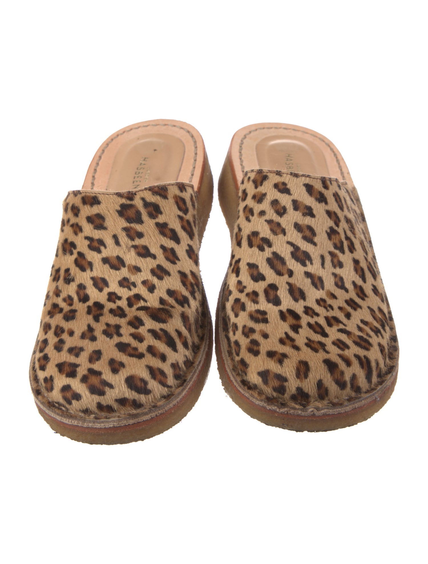 Swedish Hasbeens Ponyhair Animal Print Mules