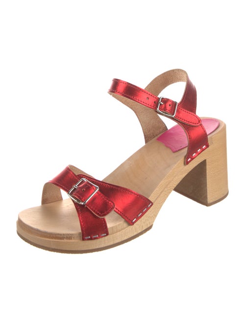 Swedish Hasbeens Leather Cutout Accent Sandals