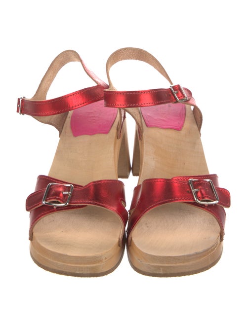 Swedish Hasbeens Leather Cutout Accent Sandals