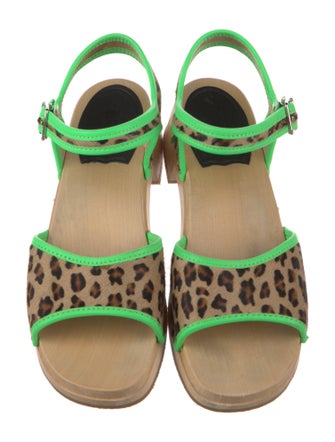 Swedish Hasbeens Ponyhair Printed Sandals