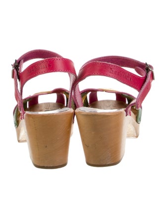 Swedish Hasbeens Leather Printed Slingback Sandals