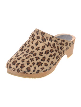 Swedish Hasbeens Ponyhair Animal Print Mules