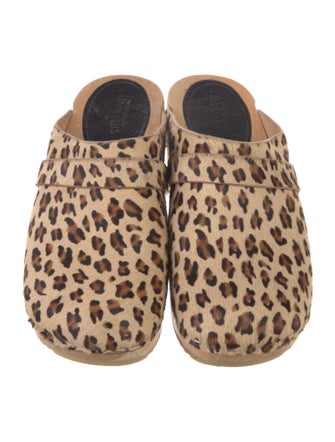 Swedish Hasbeens Ponyhair Animal Print Mules