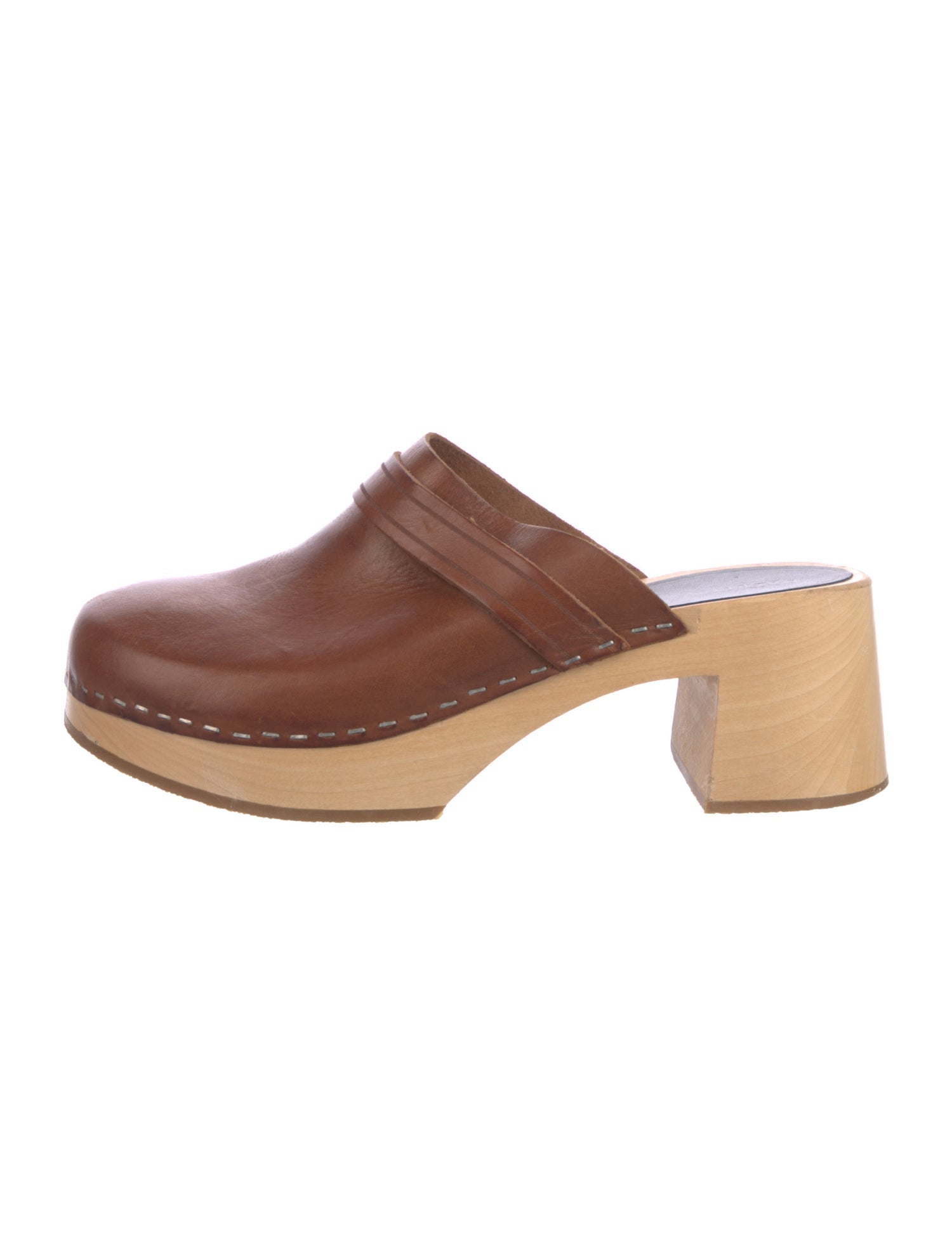 Swedish Hasbeens Leather Colorblock Pattern Mules