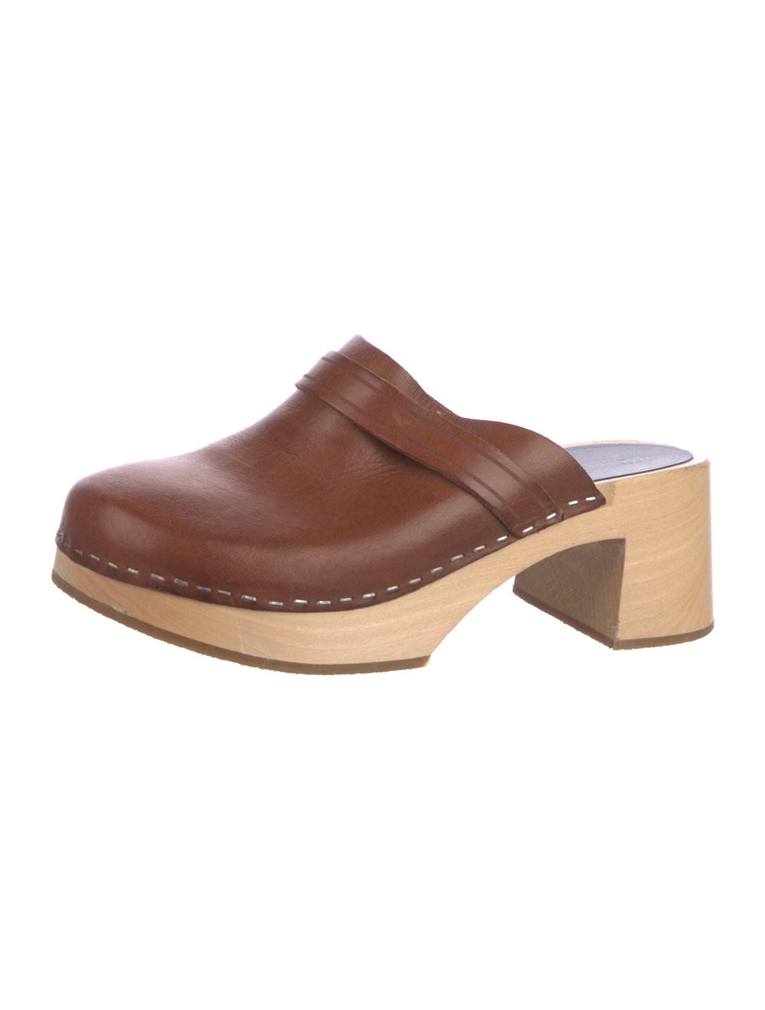 Swedish Hasbeens Leather Colorblock Pattern Mules