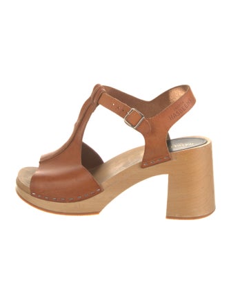 Swedish Hasbeens Leather T-Strap Sandals