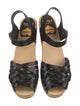 Swedish Hasbeens Leather Leather Trim Embellishment Slingback Sandals