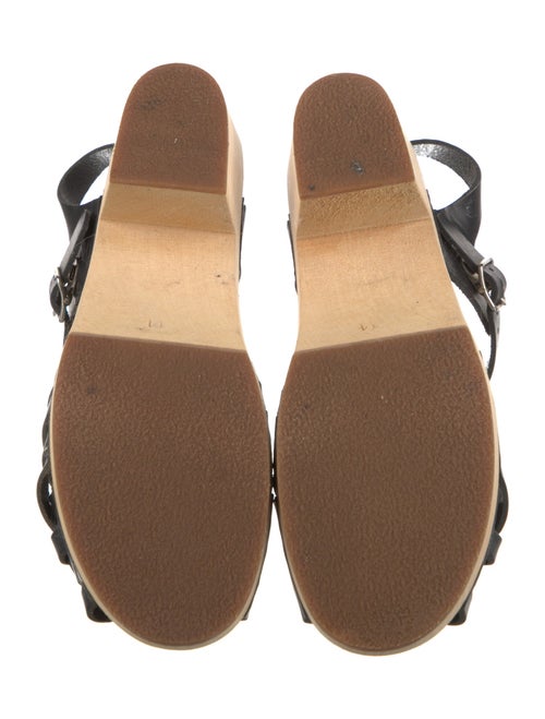 Swedish Hasbeens Leather Leather Trim Embellishment Slingback Sandals