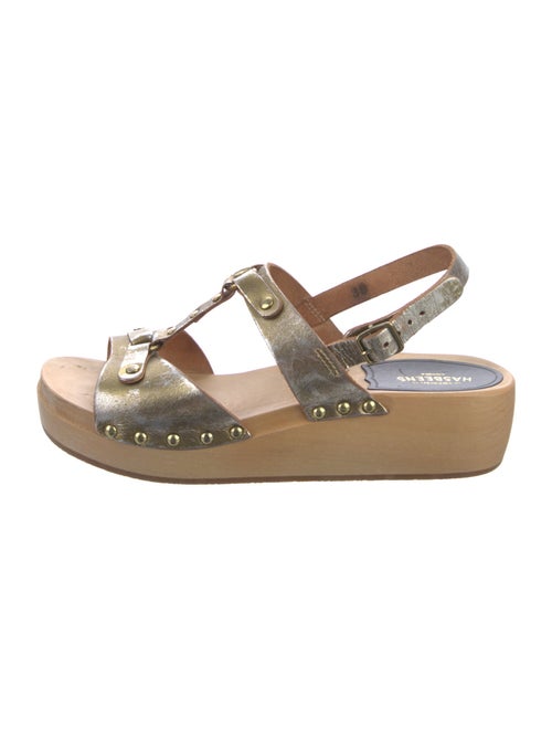Swedish Hasbeens Leather Studded Accents T-Strap Sandals