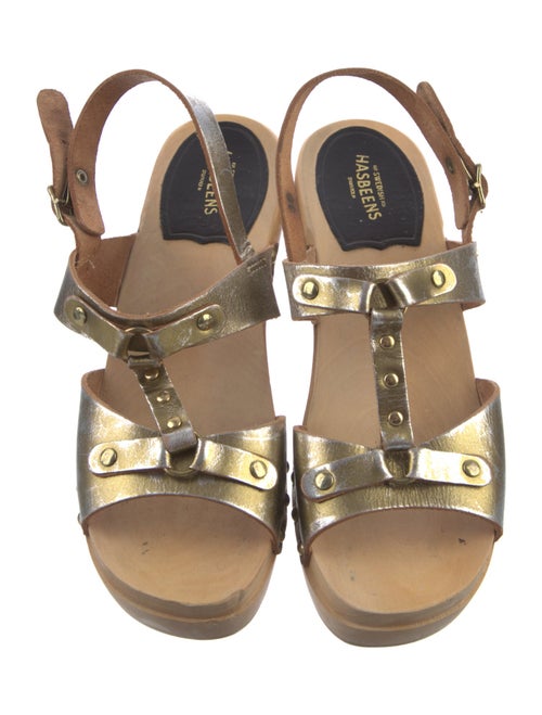 Swedish Hasbeens Leather Studded Accents T-Strap Sandals