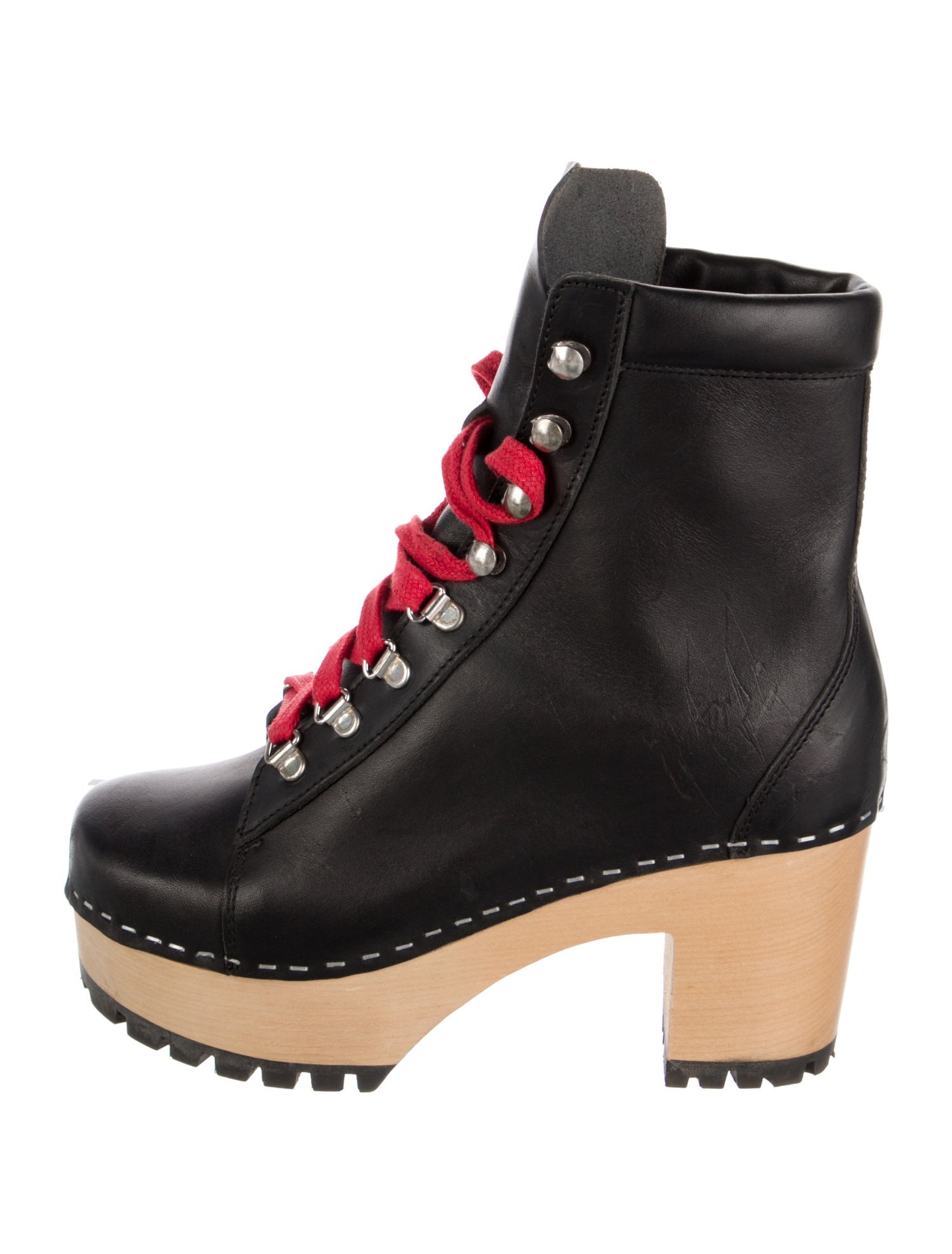 Swedish Hasbeens Leather Lace-Up Boots