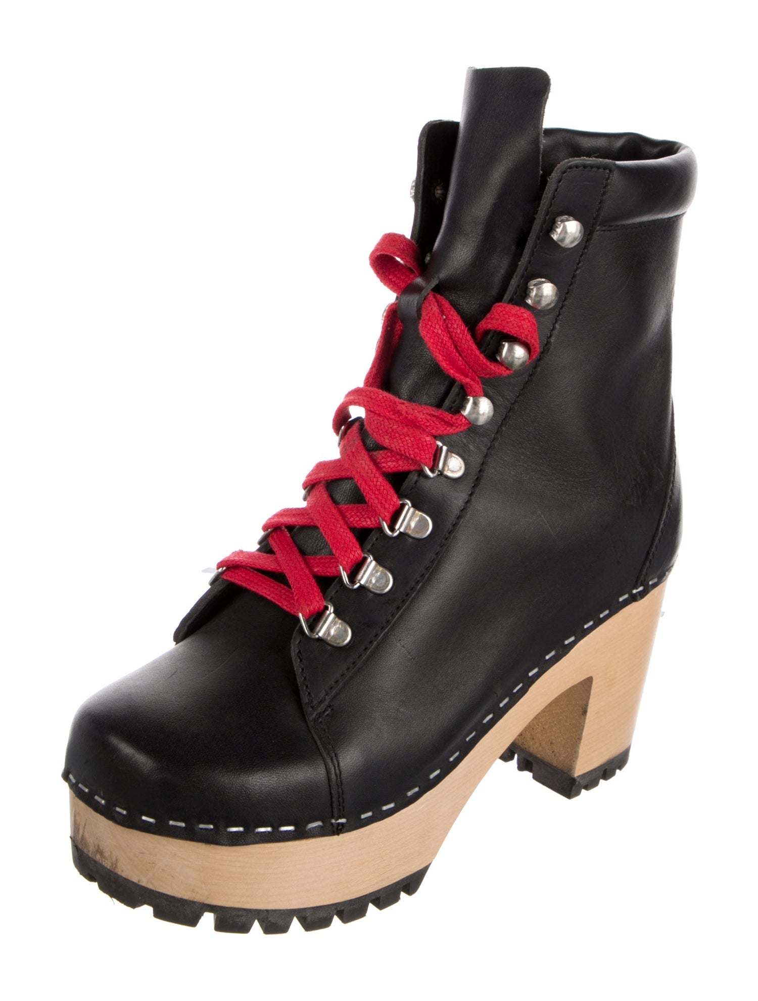 Swedish Hasbeens Leather Lace-Up Boots