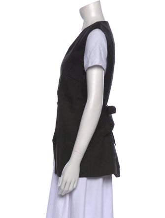 Swedish Hasbeens Silk V-Neck Button-Up Top