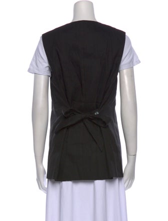 Swedish Hasbeens Silk V-Neck Button-Up Top