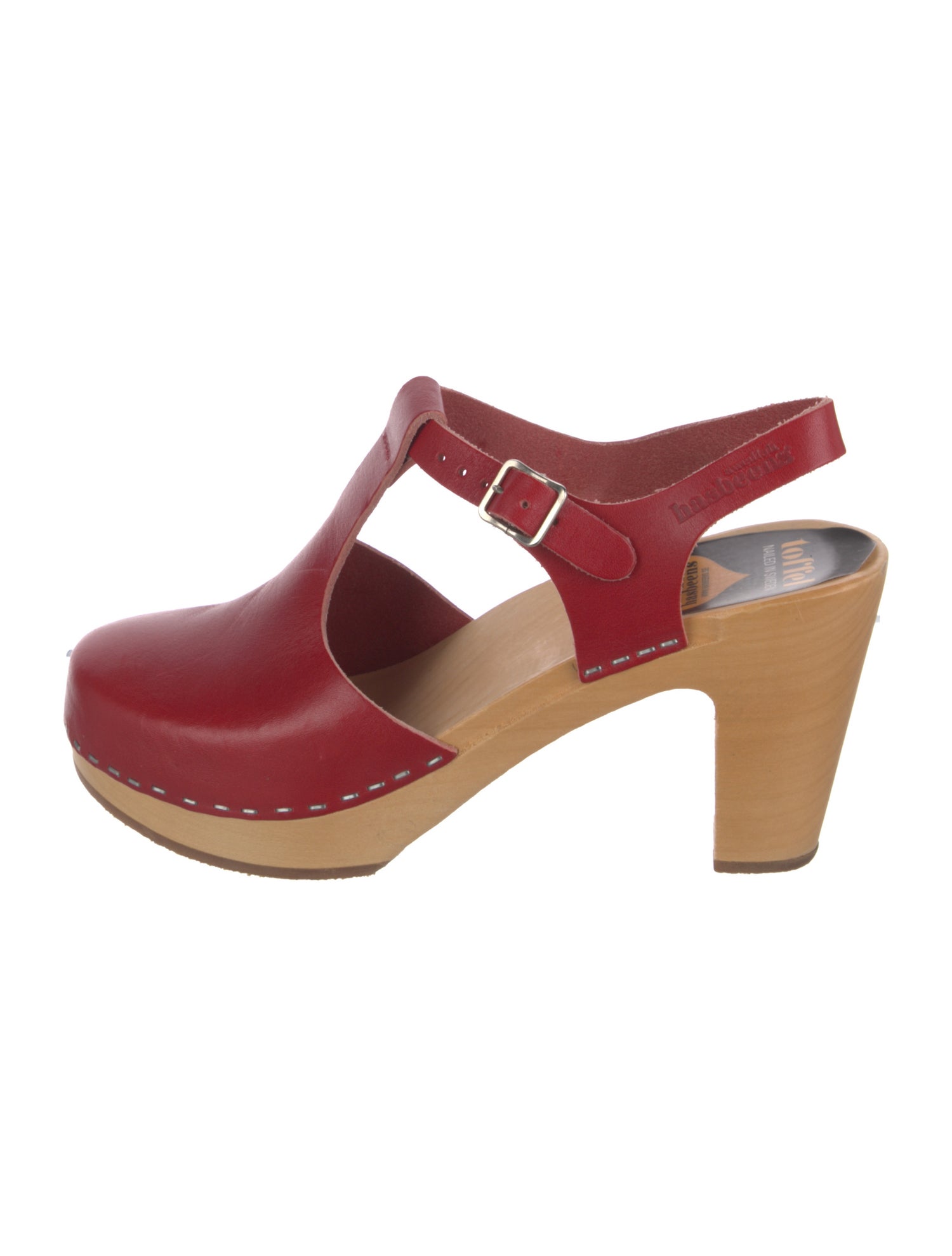 Swedish Hasbeens Leather T-Strap Pumps