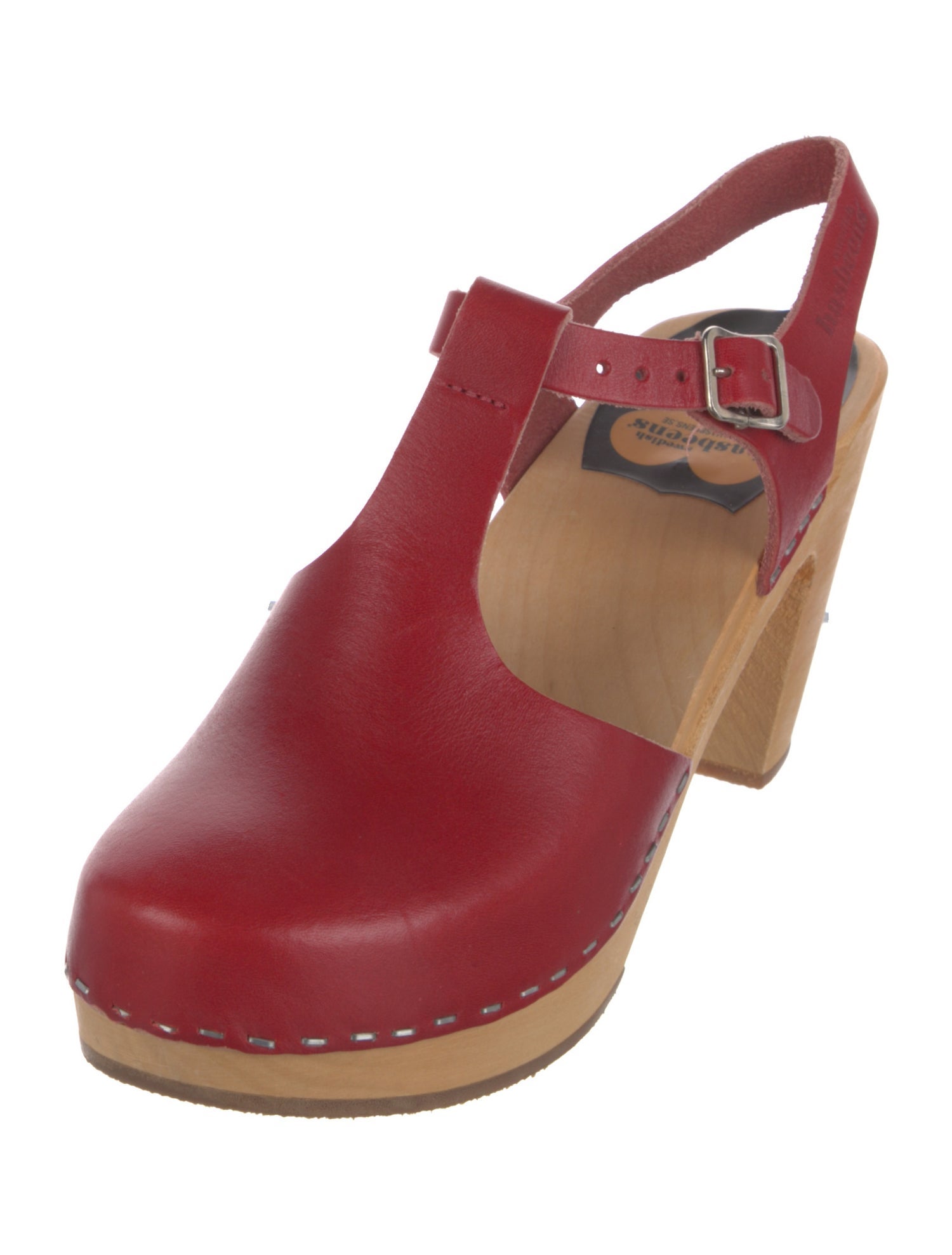 Swedish Hasbeens Leather T-Strap Pumps