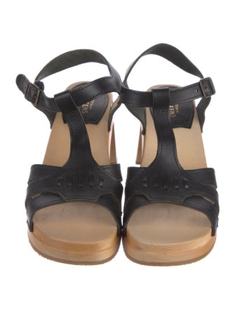 Swedish Hasbeens Leather T-Strap Sandals