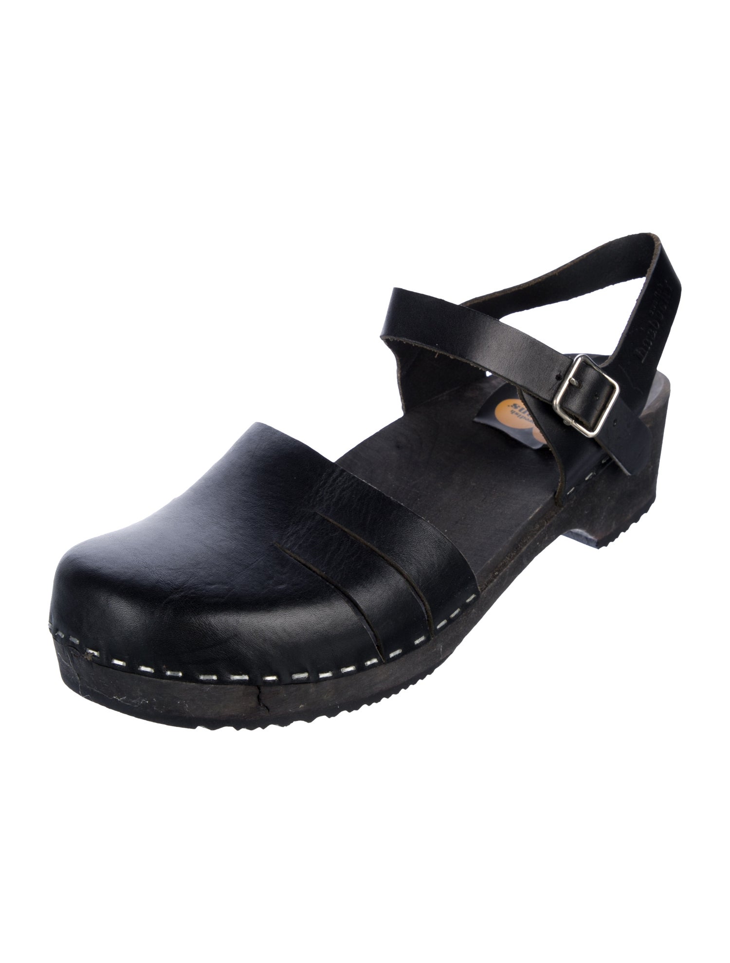 Swedish Hasbeens Leather Cutout Accent Slingback Sandals