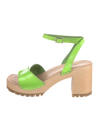 Swedish Hasbeens Leather Colorblock Pattern Sandals